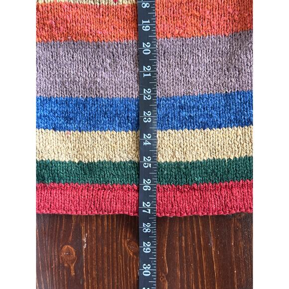 AMANO Equestrian Horse Rainbow Striped 100% Wool Sweater Heavyweight Aztec XL - Picture 11 of 13